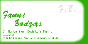 fanni bodzas business card